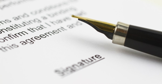 signing a document